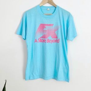 Vintage 1980’s Screen Stars FX Graphic Short Sleeve T-Shirt Teal Size XL